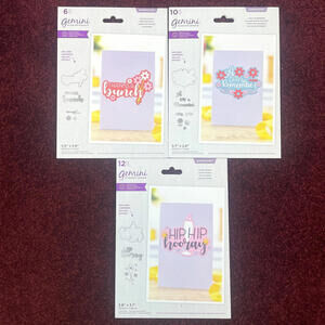 Lot 3 Crafters Companion Gemini Papercraft Die Thank You Floral Party Flowers
